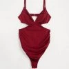 Wolf & Whistle Maternity Exclusive Cut Out Swimsuit In Plum For Women