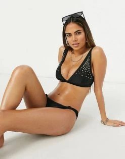 Wolf & Whistle Exclusive Fuller Bust Stud Bikini In Black