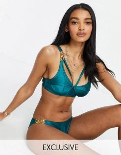 Wolf & Whistle High Leg Bikini Bottom With Chain Detail In Green For Women -Women's Wolf & Whistle Sales 2022 unnamed file 194