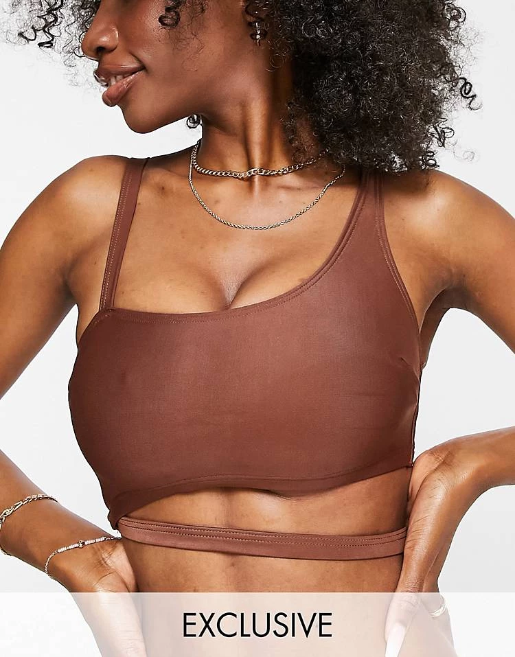 Wolf & Whistle Fuller Bust Exclusive Asymmetric Bikini In Chocolate 2 Wolf & Whistle Fuller Bust Exclusive Asymmetric Bikini In Chocolate - Image 2