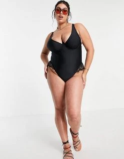 Wolf & Whistle Curve Exclusive Underwire Lace Swimsuit In Black For Women -Women's Wolf & Whistle Sales 2022 unnamed file 226