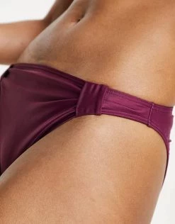 Wolf & Whistle Fuller Bust Exclusive High Leg Bikini Bottom With Knot Detail In Plum For Women -Women's Wolf & Whistle Sales 2022 unnamed file 230