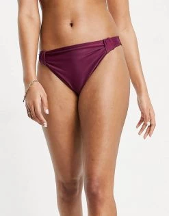Wolf & Whistle Fuller Bust Exclusive High Leg Bikini Bottom With Knot Detail In Plum For Women -Women's Wolf & Whistle Sales 2022 unnamed file 231