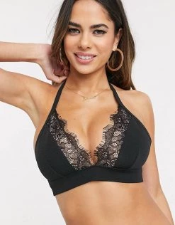 Wolf & Whistle Fuller Bust Exclusive Triangle Bikini Top With Lace In Black For Women -Women's Wolf & Whistle Sales 2022 unnamed file 250
