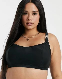 Wolf & Whistle Curve Buckle Crop Bikini Top In Black For Women -Women's Wolf & Whistle Sales 2022 unnamed file 255