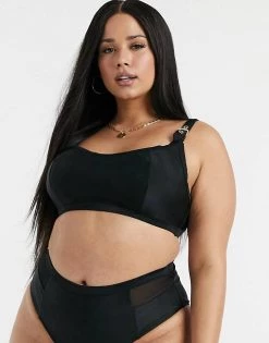 Wolf & Whistle Curve Buckle Crop Bikini Top In Black For Women -Women's Wolf & Whistle Sales 2022 unnamed file 256