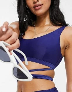 Wolf & Whistle Fuller Bust Exclusive Crop With Tie Detail In Midnight Navy For Women -Women's Wolf & Whistle Sales 2022 unnamed file 265