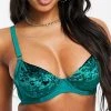Wolf & Whistle Fuller Bust Exclusive Velvet Monowire In Forest Green For Women Green Velvet