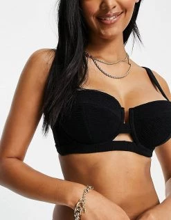 Wolf & Whistle Fuller Bust Exclusive Underwire Bikini Top In Black Scrunch For Women -Women's Wolf & Whistle Sales 2022 unnamed file 324