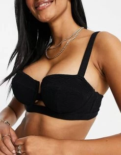 Wolf & Whistle Fuller Bust Exclusive Underwire Bikini Top In Black Scrunch For Women -Women's Wolf & Whistle Sales 2022 unnamed file 325
