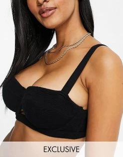 Wolf & Whistle Fuller Bust Exclusive Underwire Bikini Top In Black Scrunch For Women -Women's Wolf & Whistle Sales 2022 unnamed file 326