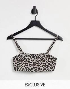 Wolf & Whistle Exclusive Fuller Bust Rib Bikini Set In Animal Print