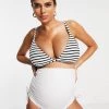 Wolf & Whistle Maternity Exclusive Triangle Bikini Top In Textured Stripe For Women