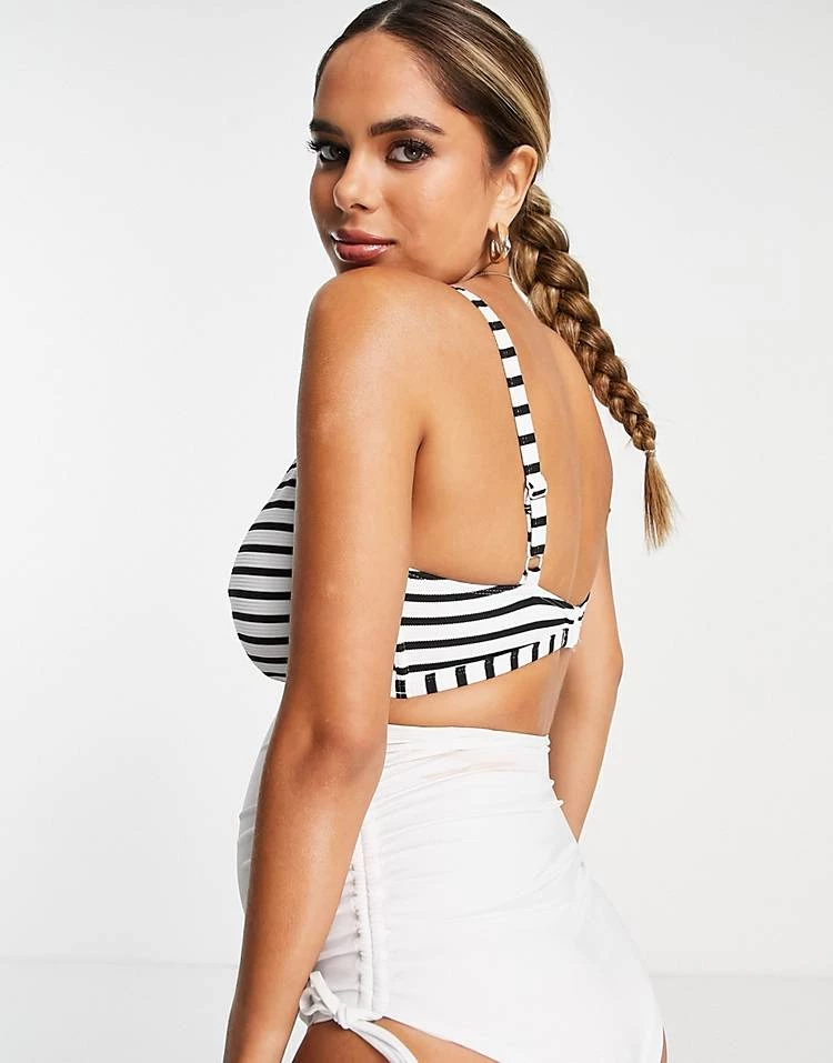 Wolf & Whistle Maternity Exclusive Triangle Bikini Top In Textured Stripe For Women 2 Wolf & Whistle Maternity Exclusive Triangle Bikini Top In Textured Stripe For Women - Image 2