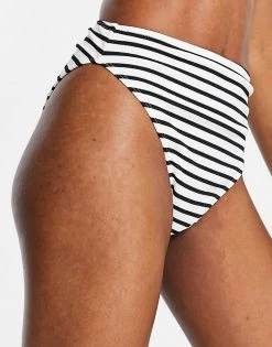 Wolf & Whistle Fuller Bust Exclusive High Leg High Waist Textured Bikini Bottom In Stripe For Women Cheater Spot Tex -Women's Wolf & Whistle Sales 2022 unnamed file 391