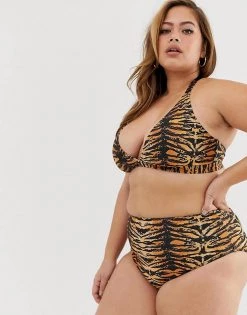 Wolf & Whistle Curve Exclusive Eco Triangle Bikini Top In Tiger Print For Women -Women's Wolf & Whistle Sales 2022 unnamed file 401
