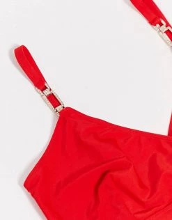Wolf & Whistle Fuller Bust Exclusive Eco High Apex Triangle Bikini Top With Hardware In Red For Women -Women's Wolf & Whistle Sales 2022 unnamed file 430
