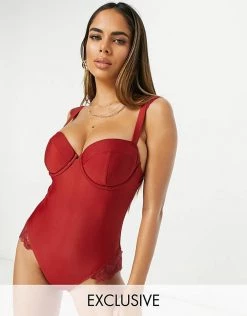 Wolf & Whistle Exclusive Fuller Bust Underwired Swimsuit In Berry Red For Women -Women's Wolf & Whistle Sales 2022 unnamed file 442