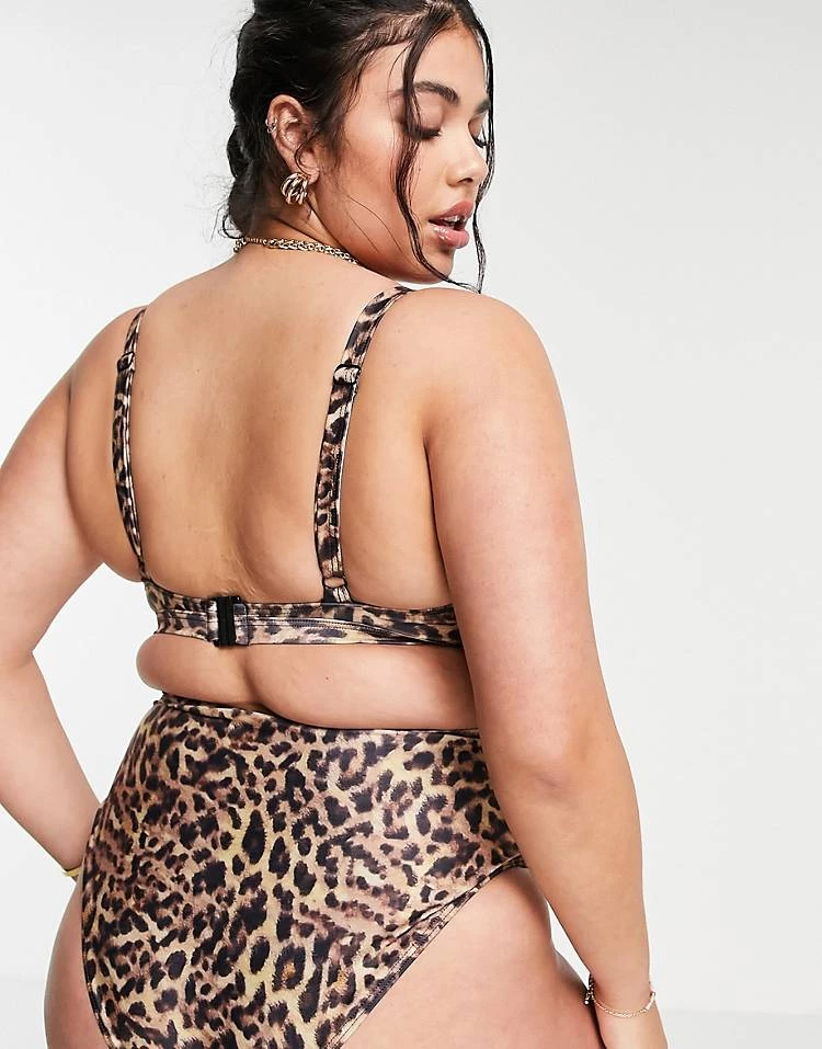 Wolf & Whistle Curve Exclusive Mesh Insert Swimsuit In Leopard Print For Women 2 Wolf & Whistle Curve Exclusive Mesh Insert Swimsuit In Leopard Print For Women - Image 2