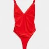 Wolf & Whistle Maternity Exclusive Lace Detail Swimsuit In Red For Women