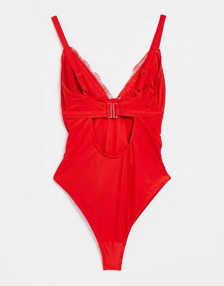 Wolf & Whistle Maternity Exclusive Lace Detail Swimsuit In Red For Women 2 Wolf & Whistle Maternity Exclusive Lace Detail Swimsuit In Red For Women - Image 2