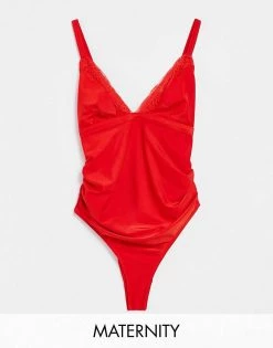Wolf & Whistle Maternity Exclusive Lace Detail Swimsuit In Red For Women 9 Wolf & Whistle Maternity Exclusive Lace Detail Swimsuit In Red For Women -Women's Wolf & Whistle Sales 2022 unnamed file 462