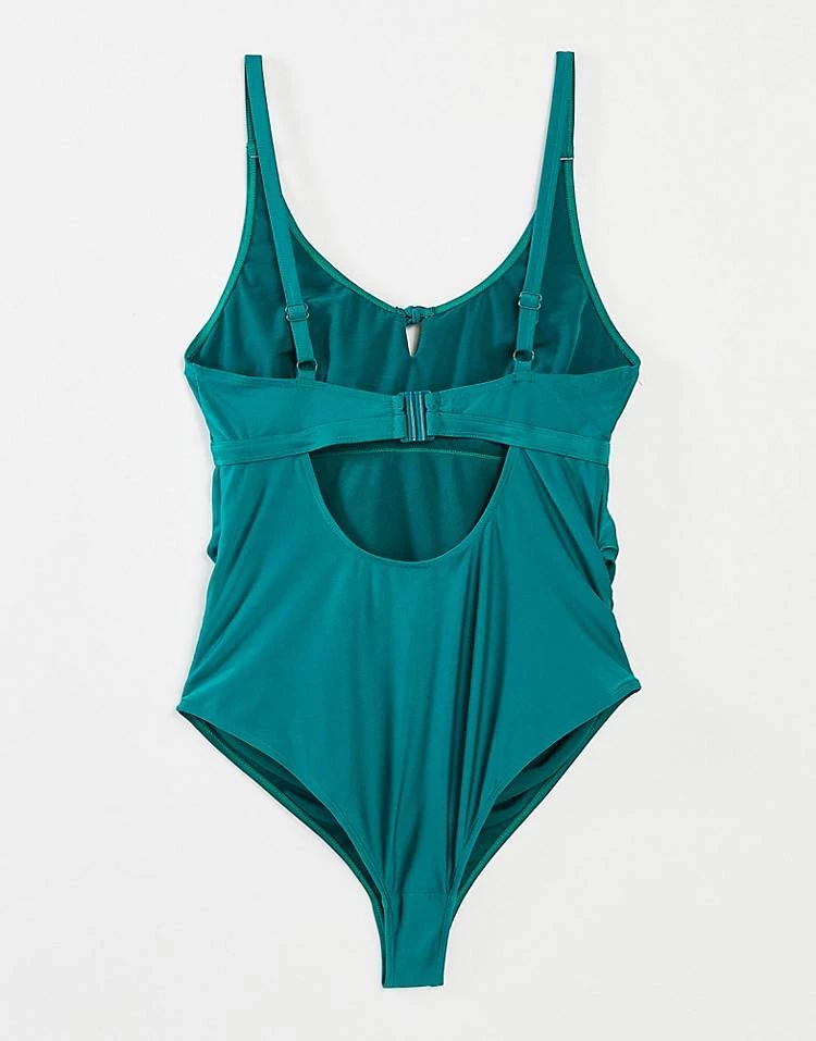 Wolf & Whistle Maternity Exclusive Swimsuit With Tie Detail In Green For Women 2 Wolf & Whistle Maternity Exclusive Swimsuit With Tie Detail In Green For Women - Image 2