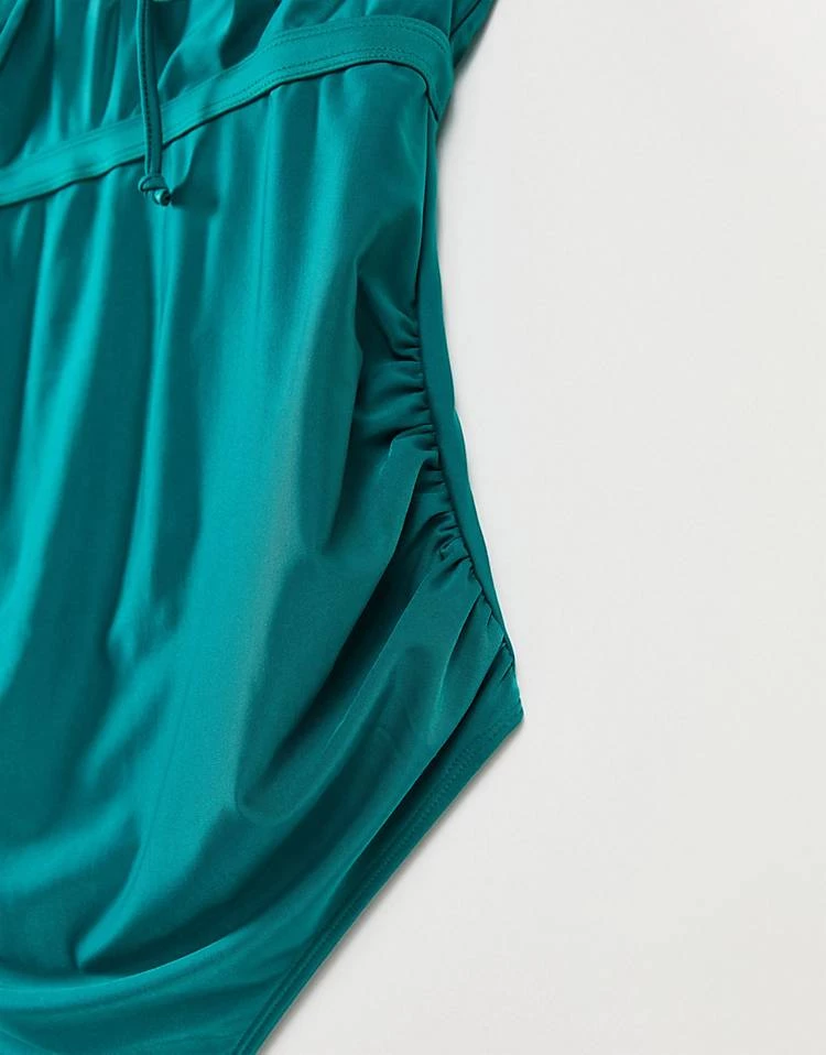 Wolf & Whistle Maternity Exclusive Swimsuit With Tie Detail In Green For Women 4 Wolf & Whistle Maternity Exclusive Swimsuit With Tie Detail In Green For Women - Image 4