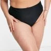 Wolf & Whistle Curve Exclusive High Waist Bikini Bottom In Black For Women
