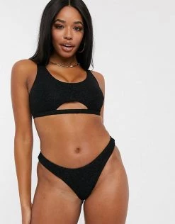 Wolf & Whistle Fuller Bust Exclusive Cut Out Crop Bikini Top In Animal Texture D-F For Women Black -Women's Wolf & Whistle Sales 2022 unnamed file 486