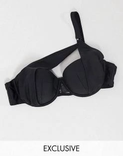 Wolf & Whistle Exclusive Fuller Bust One Shoulder Bikini In Black