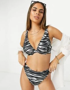 Wolf & Whistle Exclusive Fuller Bust Underwired Bikini Top In Zebra Print DD-G For Women Multi -Women's Wolf & Whistle Sales 2022 unnamed file 510