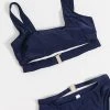 Wolf & Whistle Fuller Bust Exclusive Eco Cut Out Crop Buckle Bikini Top In Electric Blue For Women