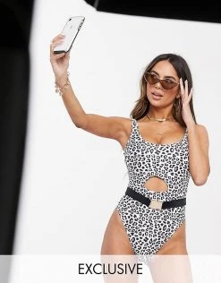 Wolf & Whistle Fuller Bust Exclusive Eco Cut Out Swimsuit In Animal Print For Women Multi -Women's Wolf & Whistle Sales 2022 unnamed file 541