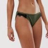 Wolf & Whistle Exclusive Lace Trim Bikini Bottom In Khaki For Women