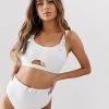 Wolf & Whistle Fuller Bust Exclusive Buckle Crop Bikini Top In White For Women