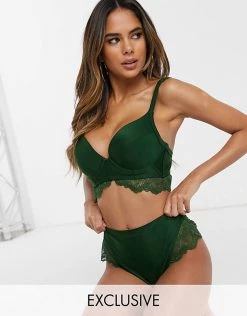 Wolf & Whistle Fuller Bust Exclusive Eco Lace Underwired Bikini Top In Forest Green DD-G For Women -Women's Wolf & Whistle Sales 2022 unnamed file 621