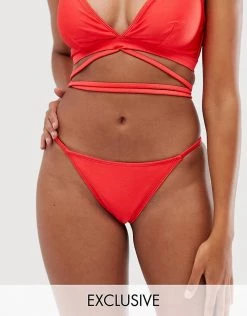 Wolf & Whistle Eco Exclusive Cheeky Tanga Bikini Bottom In Red For Women