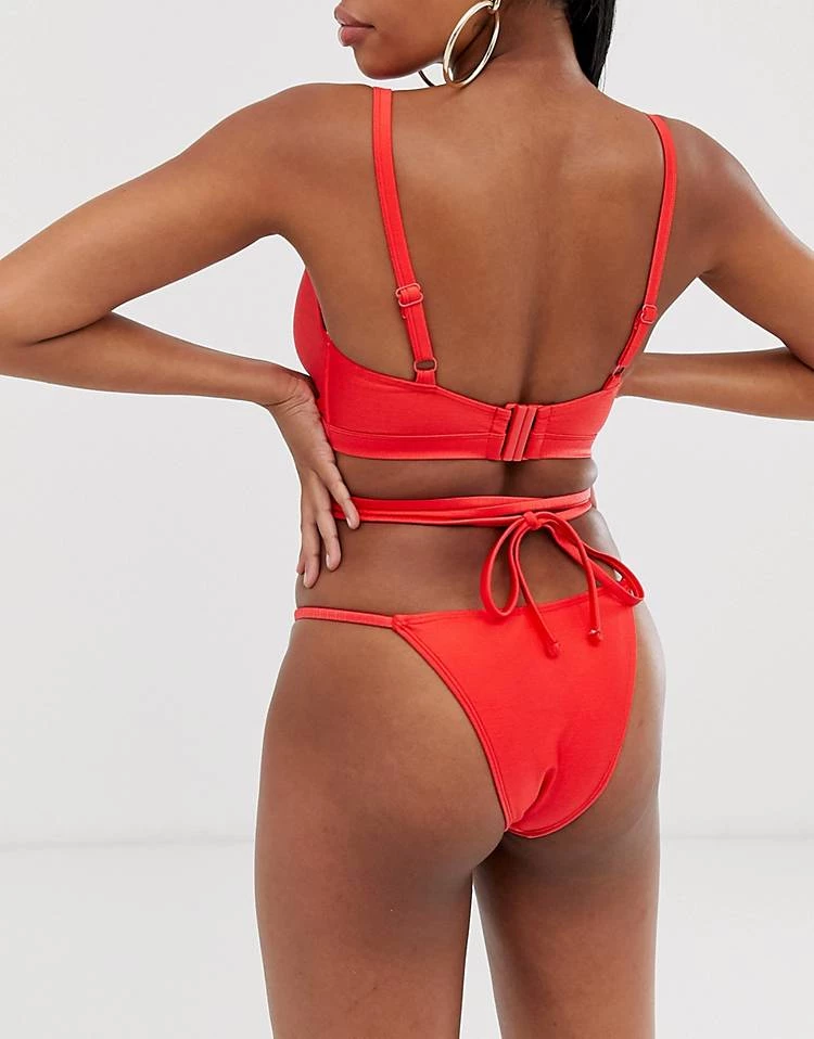 Wolf & Whistle Eco Exclusive Cheeky Tanga Bikini Bottom In Red For Women 2 Wolf & Whistle Eco Exclusive Cheeky Tanga Bikini Bottom In Red For Women - Image 2