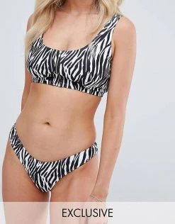 Wolf & Whistle Zebra High Leg Bikini Bottom For Women Monochrome -Women's Wolf & Whistle Sales 2022 unnamed file 656