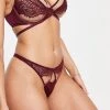 Wolf & Whistle Lace Cut Out Lingerie Set In Plum