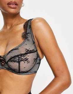 Wolf & Whistle Fuller Bust Sheer Floral Lace Up Bra In Black For Women 9 Wolf & Whistle Fuller Bust Sheer Floral Lace Up Bra In Black For Women -Women's Wolf & Whistle Sales 2022 unnamed file 715