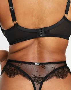 Wolf & Whistle High Leg High Waist Sheer Floral Thong In Black For Women -Women's Wolf & Whistle Sales 2022 unnamed file 717