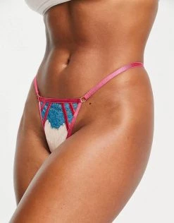 Wolf & Whistle Contrast Lace Lingerie Set In Pink And Turquoise -Women's Wolf & Whistle Sales 2022 unnamed file 729