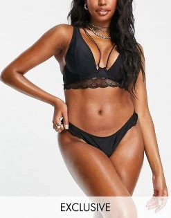Wolf & Whistle Fuller Bust Exclusive Underwired Lace Bikini Top & Bottom In Blac -Women's Wolf & Whistle Sales 2022 unnamed file 73