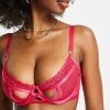 Wolf & Whistle Fuller Bust Lace Overlay Cut-out Front Detail Bra In Hot Pink For Women