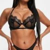 Wolf & Whistle Lace And Mesh Thong In Black For Women