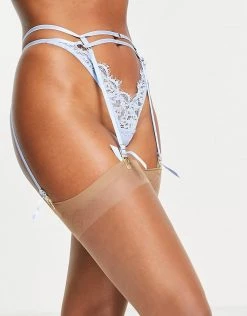 Wolf & Whistle Lace Strappy Lingerie Set In Cornflower Blue -Women's Wolf & Whistle Sales 2022 unnamed file 755