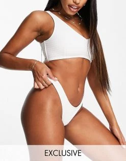 Wolf & Whistle Fuller Bust Exclusive Strappy Crop Bikini Top And Bottom In White -Women's Wolf & Whistle Sales 2022 unnamed file 77