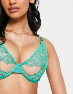 Wolf & Whistle Fuller Bust Lace Cut Out Bra In Emerald Green For Women -Women's Wolf & Whistle Sales 2022 unnamed file 785